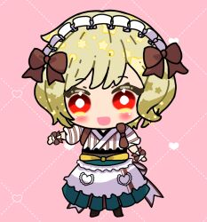 1girl alternate_costume blonde_hair bow brown_bow citrinne_(fire_emblem) fire_emblem fire_emblem_engage hair_bow japanese_clothes looking_at_viewer maid_headdress mu_tu_bu nintendo open_mouth red_eyes