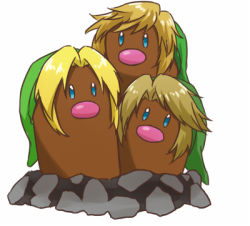 Rule 34 | alolan dugtrio, alolan form, annotated, aqua eyes, beanie, blonde hair, clothed pokemon, commentary, commentary request, creature, creatures (company), fusion, game freak, gen 7 pokemon, green hat, hat, link, lowres, multiple persona, nintendo, no humans, parted bangs, pokemon, pokemon (creature), rophy, sidelocks, simple background, solo, swept bangs, the legend of zelda, the legend of zelda: ocarina of time, the legend of zelda: skyward sword, the legend of zelda: twilight princess, white background