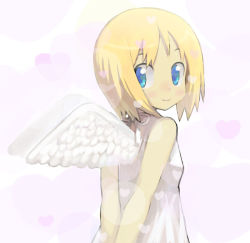 Rule 34 | 1girl, angel wings, arms behind back, dress, erica hartmann, hasesese, heart, solo, strike witches, wings, world witches series