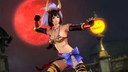 Rule 34 | 1girl, 3d, breasts, dead or alive, dead or alive 5, fighting stance, halloween, ii naotora, large breasts, moon, night, official art, official wallpaper, sengoku musou, solo, wallpaper