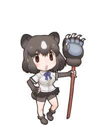 Rule 34 | 1girl, animal costume, animal ear fluff, animal ears, brown bear (kemono friends), highres, kemono friends, looking at viewer, official art, paw stick, solo, standing, tachi-e, tail, transparent background, yoshizaki mine