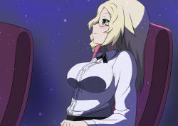 Rule 34 | 1girl, alternate hairstyle, blonde hair, breasts, casual, cleavage, glasses, glynda goodwitch, green eyes, highres, long hair, rwby, shikniful, solo