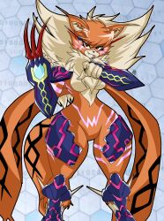Rule 34 | 1girl, armor, digimon, digimon (creature), female focus, furry, highres, looking at viewer, meicrackmon vicious mode, solo