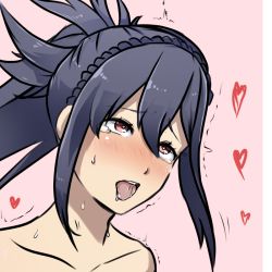 Rule 34 | 1girl, ahegao, bare shoulders, black hair, blush, fire emblem, fire emblem fates, heart, long hair, nintendo, oboro (fire emblem), open mouth, pink background, pink eyes, ponytail, tears, tongue, tongue out