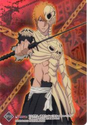 Rule 34 | bleach, bleach: hell chapter, bone, chain, kurosaki ichigo, male focus, orange hair, topless male, short hair, sword, weapon