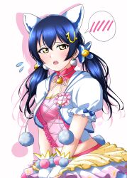 Rule 34 | 1girl, absurdres, animal ears, breasts, cat ears, cleavage, highres, long hair, love live!, medium breasts, noochan chonoda, open mouth, short sleeves, solo, sonoda umi, twintails, yellow eyes