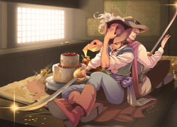 Rule 34 | 10s, 2boys, bad id, bad pixiv id, barnaby brooks jr., blonde hair, boots, brown eyes, brown hair, chalice, cup, cutlass, facial hair, glasses, green eyes, hat, indoors, kaburagi t. kotetsu, male focus, map, multiple boys, pirate, pirate hat, rimuro, stubble, sword, tiger &amp; bunny, vest, weapon