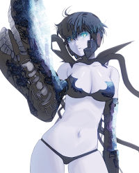 Rule 34 | 10s, 1girl, abyssal ship, bare shoulders, black hair, black panties, breasts, cleavage, contrapposto, cowboy shot, glowing, glowing eyes, kantai collection, kouno (masao), large breasts, navel, pale skin, panties, personification, ri-class heavy cruiser, short hair, solo, standing, underwear
