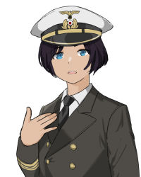 Rule 34 | 1boy, azur lane, black necktie, blue eyes, buttons, commander (azur lane), commentary, double-breasted, english commentary, grey jacket, i&#039;m stuff (meme), jacket, looking at viewer, meme, necktie, parallelrey, pointing, pointing at self, robert downey jr., shirt, short hair, simple background, solo, upper body, white background, white shirt