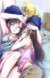 Rule 34 | 2girls, black hair, closed eyes, jason (kaiten kussaku kikou), long hair, multiple girls, original, sleeping, yuri