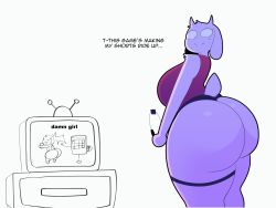 Rule 34 | 1girl, animated, animated gif, ass, breasts, capdocks, curvy, furry, furry female, goat girl, highres, horns, huge ass, huge breasts, looking back, ring fit adventure, shorts, solo, tail, thick thighs, thighs, toriel, trembling, undertale, wedgie, wide hips