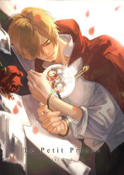 Rule 34 | 1boy, absurdres, blonde hair, cape, celeboom, dated, facial hair, goatee, hair over one eye, highres, lying, male focus, official alternate costume, on side, one piece, red cape, sanji (one piece), shirt, short hair, sleeping, smile, solo, thousand sunny, white shirt