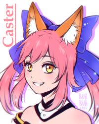 Rule 34 | 10s, 1girl, animal ears, burbur, fate/extra, fate/extra ccc, fate/grand order, fate (series), fox ears, pink hair, smile, solo, tamamo no mae (fate/extra), yellow eyes