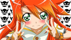 Rule 34 | 1boy, cure peace pose, double v, frown, gloves, green eyes, long hair, luke fon fabre, male focus, mayuko (nijiro sekai), parody, precure, red hair, smile precure!, solo, tales of (series), tales of the abyss, v
