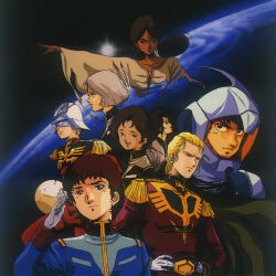 Rule 34 | 1990s (style), amuro ray, char&#039;s counterattack, char aznable, character request, earth (planet), gundam, haro, helmet, key visual, lalah sune, looking at viewer, mikimoto haruhiko, military uniform, mirai yashima, mobile suit gundam, official art, planet, promotional art, retro artstyle, salute, sayla mass, scan, science fiction, space, spacesuit, traditional media, uniform