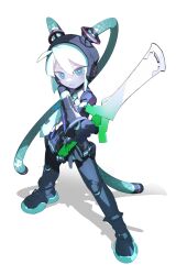 Rule 34 | 1girl, absurdly long hair, absurdres, android, aqua eyes, aqua hair, aqua necktie, bare shoulders, cable hair, cheri zao, cyber fashion, derivative work, energy sword, full body, glowing, glowing eyes, grey shirt, hatsune miku, highres, holding, holding sword, holding weapon, long hair, looking at viewer, mega man (series), mega man zero (series), mega man zero 3, necktie, number tattoo, parody, proto miku (cheri zao), see-through, see-through skirt, see-through sleeves, shirt, shoulder tattoo, simple background, skirt, solo, spring onion, sword, tattoo, twintails, very long hair, vocaloid, weapon, white background, z saber
