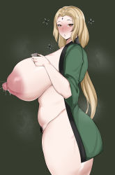 Rule 34 | 1girl, absurdres, blonde hair, blush, breasts, brown eyes, curvy, facial mark, female pubic hair, forehead mark, highres, huge breasts, japanese clothes, large areolae, large nipples, long hair, looking at viewer, naruto, naruto (series), naruto shippuuden, nipples, open clothes, owner1657, pubic hair, puffy nipples, solo, standing, thick thighs, thighs, tsunade (naruto)