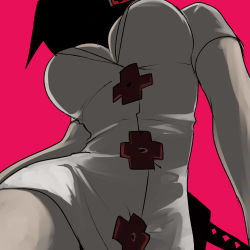 Rule 34 | + +, 1girl, breasts, from below, large breasts, pink background, red eyes, shaded face, shimomoto, skullgirls, solo, valentine (skullgirls), wide hips