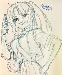 Rule 34 | 1girl, highres, higurashi no naku koro ni, holding, holding pen, natsumi kei, pen, sketch, sonozaki mion