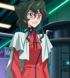 Rule 34 | 00s, code geass, crazy eyes, glasses, green hair, highres, nina einstein, purple eyes, screencap, solo, stitched, third-party edit