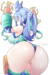 Rule 34 | 1girl, absurdres, anus, ass, blue hair, boku no hero academia, breasts, cleft of venus, hadou nejire, highres, hot vr, large breasts, long hair, pussy, solo
