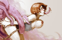 Rule 34 | 1girl, all the way through, breasts, clothed sex, dochyde, jill valentine, large breasts, nipples, rape, resident evil, resident evil 3: nemesis, tentacle sex, tentacles