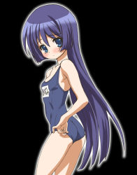 Rule 34 | 00s, 1girl, adjusting clothes, adjusting swimsuit, blush, gambler club, hayate no gotoku!, long hair, looking at viewer, name tag, one-piece swimsuit, saginomiya isumi, school swimsuit, solo, swimsuit, very long hair
