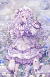 Rule 34 | 1girl, 2020, absurdres, alpaca, alpaca ears, animal ears, animal hat, artist name, asymmetrical legwear, bird, boqing xiao guafu, bottle, bow, bow skirt, bowtie, bug, butterfly, buttons, chinese text, cloud, cloudy sky, collar, commission, daisy, english text, eyelashes, feet out of frame, field, floral print, flower, flower field, frilled skirt, frills, fur-trimmed socks, hair bow, hair flower, hair ornament, hat, highres, holding, holding bottle, insect, jacket, lace, lace-trimmed collar, lace-trimmed jacket, lace-trimmed skirt, lace trim, layered sleeves, leg tattoo, light blush, lofter username, long hair, long sleeves, looking at viewer, medium skirt, mismatched legwear, mixed-language text, open clothes, open jacket, open mouth, original, outdoors, over-kneehighs, perfume bottle, puffy long sleeves, puffy sleeves, purple bow, purple bowtie, purple collar, purple eyes, purple hair, purple ribbon, purple sleeves, purple socks, ribbon, sample watermark, shirt, single over-kneehigh, single thighhigh, skirt, sky, smile, socks, solo, striped bow, striped clothes, striped shirt, striped socks, tattoo, thighhighs, two-tone socks, two side up, vertical-striped clothes, vertical-striped shirt, very long hair, waist bow, watermark, weibo username, white bird, white flower, white hat, white shirt, white skirt, white socks, wrist ribbon