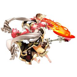 Rule 34 | 1girl, braid, fire, full body, holding, holding wand, long hair, low-tied long hair, magic, mikusa, official art, open mouth, pink hair, scarf, simple background, solo, twin braids, wand, white background, wind, wind lift, wonderland wars