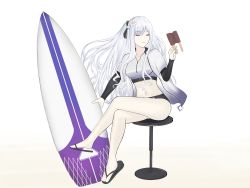 Rule 34 | 1girl, ak-12 (age of slushies) (girls&#039; frontline), ak-12 (girls&#039; frontline), closed eyes, flower, food, girls&#039; frontline, hair flower, hair ornament, highres, ice cream, long hair, silver hair, simple background, solo, swimsuit, tagme, talnory