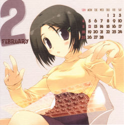 Rule 34 | 00s, 2007, amazuyu tatsuki, black hair, calendar, keyboard, keyboard (computer), original, short hair, solo