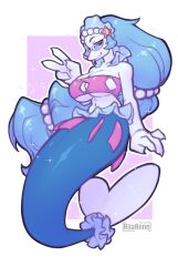 Rule 34 | 1girl, ailaanne, breasts, claws, creatures (company), fins, fish tail, furry, furry female, game freak, gem, gen 7 pokemon, glasses, hair ornament, highres, large breasts, long hair, mermaid, monster girl, navel, nintendo, pearl (gemstone), pokemon, pokemon (creature), primarina, smile, spikes, starfish hair ornament, tail, tongue, tongue out, v, very long hair