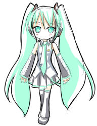 Rule 34 | chibi, hatsune miku, kuro (be ok), simple background, sketch, tagme, thighhighs, vocaloid, white background