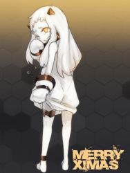 Rule 34 | 10s, 1girl, abyssal ship, ban! (bansankan), barefoot, gloves, kantai collection, northern ocean princess, one eye closed, solo, tears, white hair, yellow eyes