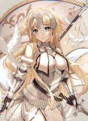 Rule 34 | 1girl, ahoge, armor, armored dress, banner, battle standard, blue eyes, braid, breast curtains, breasts, chain, cuirass, fate/apocrypha, fate/grand order, fate (series), flag, gauntlets, headpiece, highres, holding, holding flag, holding sword, holding weapon, jeanne d&#039;arc (fate), jeanne d&#039;arc (ruler) (fate), jeanne d&#039;arc (third ascension) (fate), kiyochii, long braid, long hair, looking at viewer, medium breasts, open mouth, side slit, single braid, solo, sword, war flag, weapon