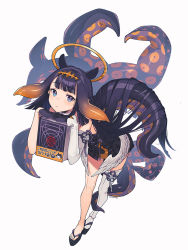 Rule 34 | blue eyes, book, choker, commentary, detached sleeves, gloves, halo, hololive, hololive english, long hair, low wings, ninomae ina&#039;nis, ninomae ina&#039;nis (1st costume), ninomae ina&#039;nis (artist), sidelocks, simple background, single detached sleeve, single thighhigh, symbol-only commentary, tentacle hair, tentacles, thighhighs, virtual youtuber, white wings, wings