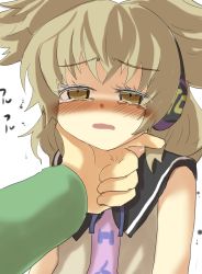 Rule 34 | 1girl, blush, brown eyes, brown hair, earmuffs, gaoo (frpjx283), grabbing another&#039;s chin, hand on another&#039;s chin, highres, open mouth, short hair, solo focus, touhou, toyosatomimi no miko, upper body