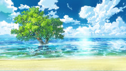 Rule 34 | beach, cloud, cloudy sky, day, horizon, no humans, ocean, original, outdoors, plant, saitama (nrh49840), sand, scenery, shore, sky, still life, tree, water