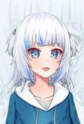 Rule 34 | 1girl, :d, blue eyes, blue hair, blue jacket, ducky (sgtducky96), gawr gura, hololive, hololive english, jacket, multicolored hair, open mouth, sharp teeth, smile, teeth, two-tone hair, virtual youtuber