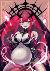 Rule 34 | 1boy, 1girl, :d, absurdres, blush, breasts, censored, colored skin, commentary request, baobhan sith (fate), baobhan sith (second ascension) (fate), fate/grand order, fate (series), grey eyes, grey skin, heart, heart-shaped pupils, hetero, highres, large breasts, looking at viewer, mknnkm2, mosaic censoring, navel, open mouth, penis, pointy ears, pov, pov crotch, pregnant, revealing clothes, sex, smile, symbol-shaped pupils, vaginal