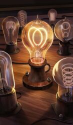 brown_background commentary fate/grand_order fate_(series) glowing lasengle light_bulb no_humans object_focus official_art orange_theme still_life third-party_source