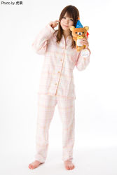 Rule 34 | highres, katou mari, pajamas, photo (medium), stuffed animal, stuffed toy, tagme, teddy bear