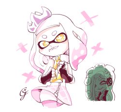 Rule 34 | + +, 2girls, cephalopod eyes, crown, fang, fingerless gloves, ggrks05, gloves, gradient hair, headphones, inkling, inkling player character, looking at another, marina (splatoon), mole, mole under mouth, multicolored hair, multiple girls, nintendo, octoling, open clothes, pale skin, pantyhose, pantyhose under shorts, pearl (splatoon), petite, pink hair, pink legwear, shaded face, shorts, sleeveless, smile, splatoon (series), splatoon 2, star-shaped pupils, star (symbol), suction cups, symbol-shaped pupils, tentacle hair, thick eyebrows, unzipped, yellow eyes, zipper, zipper pull tab