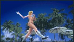 Rule 34 | 1girl, 3d, animated, animated gif, bikini, blonde hair, boots, breasts, dead or alive, dead or alive xtreme 2, dead or alive xtreme beach volleyball, female focus, large breasts, lowleg, lowleg bikini, lowres, nature, outdoors, plant, sky, solo, sunglasses, swimsuit, tecmo, tina armstrong, walking