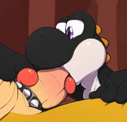 Rule 34 | 10s, 1boy, 2016, androgynous, animated, animated gif, bowser, erection, fellatio, long tongue, male focus, mario (series), nintendo, no humans, nude, oral, penis, purple eyes, roy arashi, scales, sex, solo focus, spiked cock ring, spikes, super mario bros. 1, tongue, tongue out, tonguejob, yaoi, yoshi