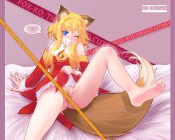 Rule 34 | 1girl, animal ears, barefoot, bed, bottomless, censored, clothes lift, feet, female pubic hair, fox ears, mozilla firefox, os-tan, personification, piro (artist), piro (piro r), pubic hair, skirt, skirt lift, soles, solo, spread legs, tail, toes