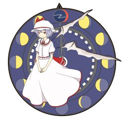Rule 34 | 1girl, crescent moon, full moon, highres, kawashina (momen silicon), looking at viewer, moon, moon phases, red eyes, remilia scarlet, short hair, smile, solo, touhou, wings