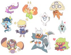 Rule 34 | 10s, akaname (youkai watch), arms behind back, baku (creature), baku (youkai watch), benkei (youkai watch), blonde hair, blue lips, blue skin, bug, butterfly, cat, colored sclera, colored skin, full body, ghost, grin, hands on own hips, heart, highres, insect, jimerinbou, kflamingo, naginata, necolombus, open mouth, oshisshou, pink eyes, polearm, satori-chan, sharp teeth, simple background, smile, standing, tablet pc, teeth, third eye, weapon, whisper (youkai watch), white background, yellow sclera, traditional youkai, youkai pad, youkai watch, zekkouchou (a)