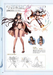 Rule 34 | 10s, 1girl, bikini, black eyes, black hair, breasts, cape, chibi, cleavage, collarbone, full body, gloves, goggles, goggles on head, granblue fantasy, highres, huge weapon, jessica (granblue fantasy), jewelry, large breasts, lineart, long hair, long legs, m1 bazooka, minaba hideo, navel, non-web source, official art, rocket launcher, sandals, scan, shoes, simple background, smile, solo, star (symbol), swimsuit, toeless footwear, very long hair, weapon, white gloves