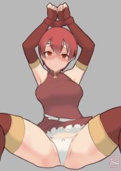 Rule 34 | absurdres, armpits, arms up, boots, est (fire emblem), fire emblem, fire emblem echoes: shadows of valentia, headband, highres, nintendo, panties, red eyes, red hair, restrained, ryumi-gin, short hair, thigh boots, thighhighs, thighs, underwear